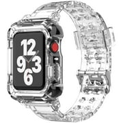 CIRUTVAL Silicone Sport Bnad Compatible with Apple Watch Bands and Soft Case 41mm 40mm 38mm 45mm 44mm 42mm Women Men, Transparent Sport Wristbands and Bumper Cover for iWatch Series 9 8 7 SE 6 5 4 3 2
