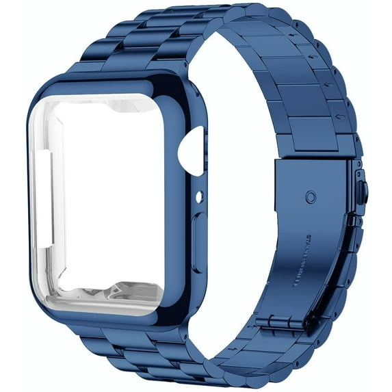 CIRUTVAL Stainless Steel Wristbands Compatible with Apple Watch Metal Bands and Soft Case 45mm 44mm 42mm 41mm 40mm 38mm Metal Band Replacement iWatch Series 9 8 7 SE 6 5 4 3 2 1 Strap