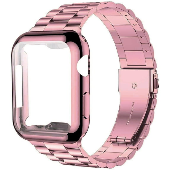 CIRUTVAL Stainless Steel Wristbands Compatible with Apple Watch Metal Bands and Soft Case 45mm 44mm 42mm 41mm 40mm 38mm Metal Band Replacement iWatch Series 9 8 7 SE 6 5 4 3 2 1 Strap