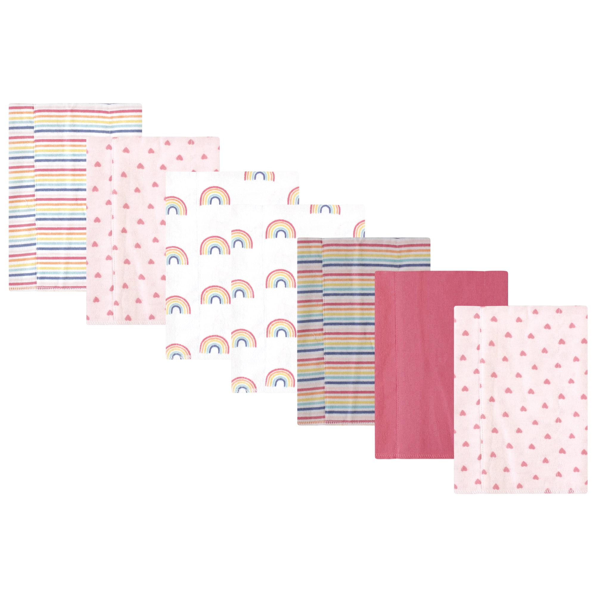 Luvable Friends Hudson Baby Cotton Poly Flannel Burp Cloths 7pk, Sweet Rainbow, One Size
