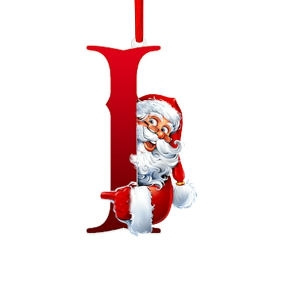 CISIL - Christmas Initial Ornaments, Personalized DIY 26 Letters Christmas Tree Decoration Pendant,Red Acrylic Initial Monogram Shape Xmas Tree Hanging Decor Christmas Gifts I-Red Claus