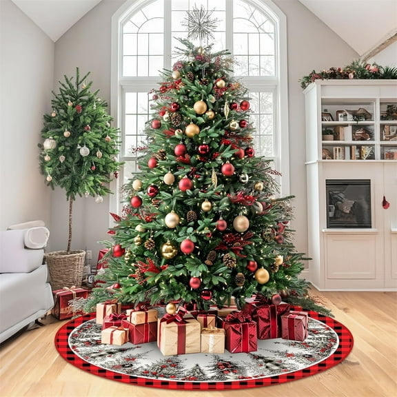CISIL - Snowflake pine berries Christmas Tree Skirt,Merry Christmas Tree Skirt Collar, Soft Farmhouse Xmas Holiday Decoration Decorations Gifts Funny Home Decor A -60CM