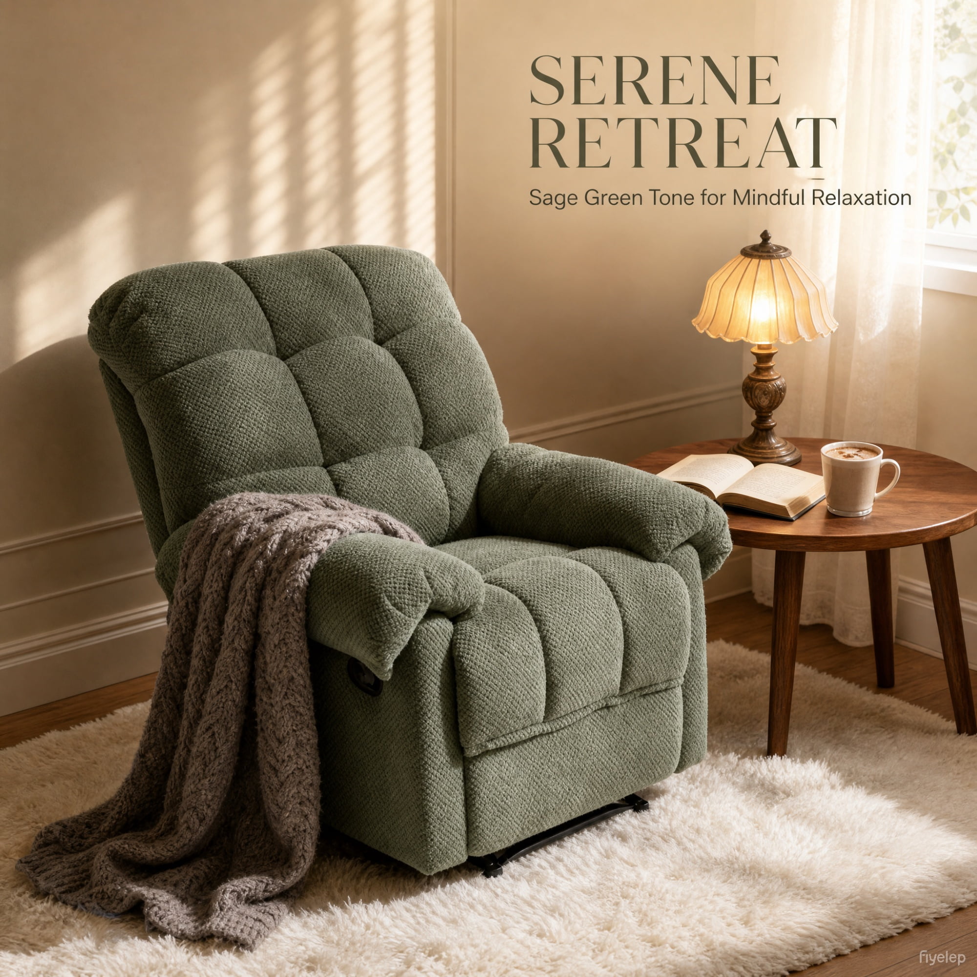 CISILOV Overstuffed Recliner Chair, Ergonomic Manual Push Back Lounge Chair with Padded Footrest, Cozy Armchair 38.6 Inch for Living Room Home Theater Reading Nook and Relaxation, Army Green