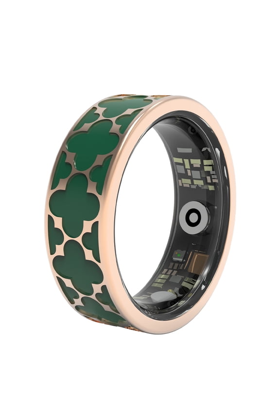 Classic Clover Health Tracking Ring, Suitable for Both Men and Women, 5ATM Waterproof, Activity/Sleep/Temperature Monitoring, Family Care Mode, Compatible with Android and iOS.Green