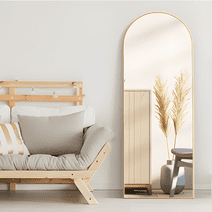CISTEROMAN Arch Full Length Mirror Arched Mirror 64"x21" Floor Mirror with Stand Full Body Mirror Gold Mirror Bedroom Wall Mirror