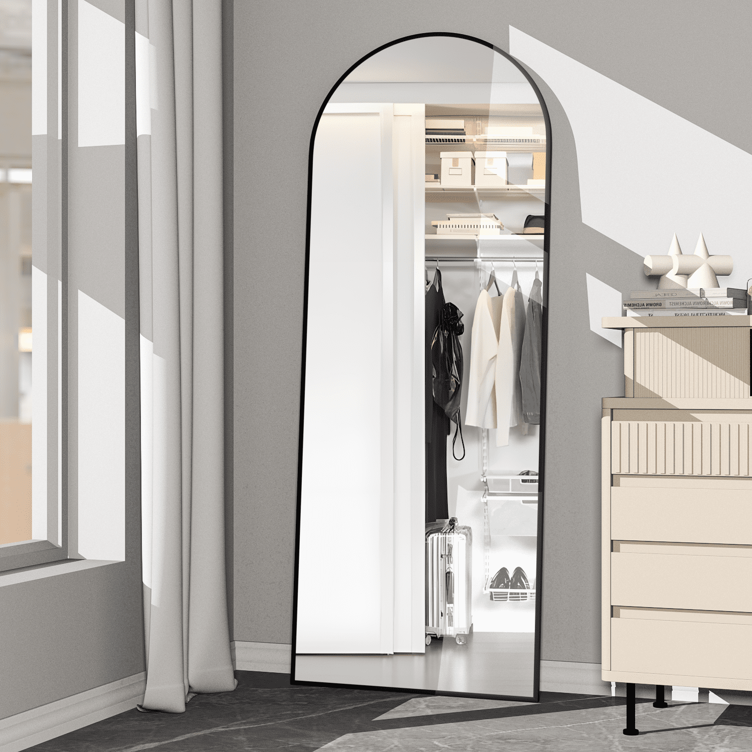 CISTEROMAN Arched Mirror 64"x21" Full Length Arch Floor Mirror Full