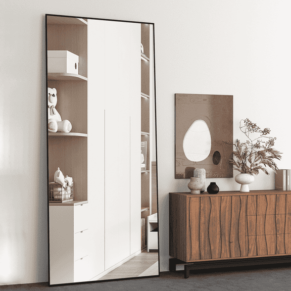 CISTEROMAN Full Length Floor Mirror Full-Length Mirror, Floor Standing Tall Mirror Large Metal Frame Mirror, 65"x24" Over The Wall Hanging Mirror for Living Room Bedroom