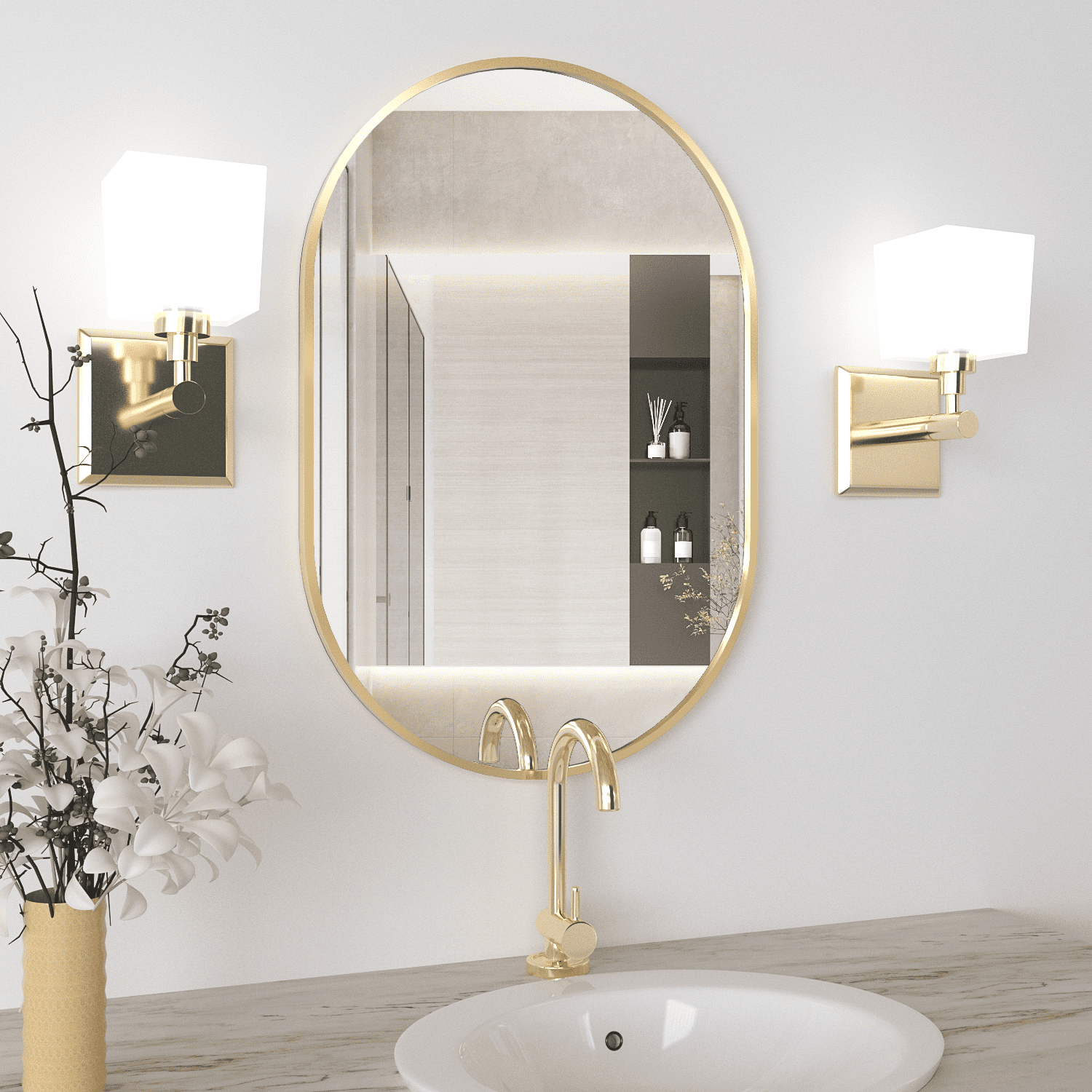 CISTEROMAN Oval Bathroom Mirror Capsule Wall Vanity Mirror, 20"x30" Pill Mirrors Wall Mounted