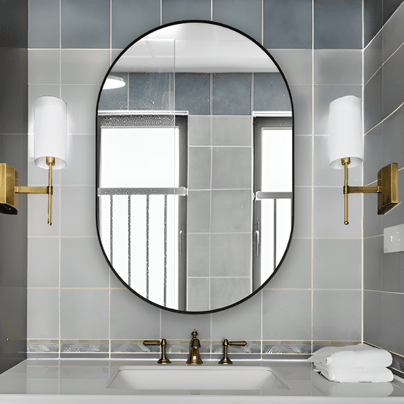 CISTEROMAN Oval Bathroom Mirror Capsule Wall Vanity Mirror, 24"x36" Pill Mirrors Wall Mounted Mirror, Large Modern Mirror with Black