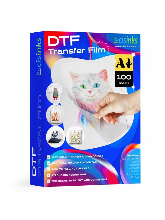 CISinks Hot/Cold Peel DTF Film 100 Sheets A4