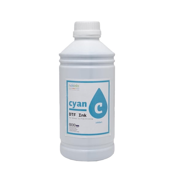 CISinks Premium DTF Ink Bottle Refill Set 1000ML- Direct to Film Heat Transfer Printing, Conversion Kit, Compatible w/DTF Film-Cyan