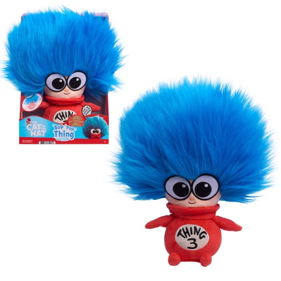 Dr. Seuss Cat in the Hat Bop Pop Thing 1 Feature Plush, 13-inch Interactive Thing 1 Plush Toy with Sounds and Movements, Ages 3+
