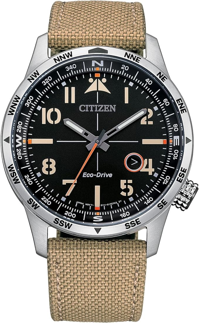 CITIZEN BM7550-01E WEEKENDER AVION FIELD BLACK DIAL KHAKI NYLON