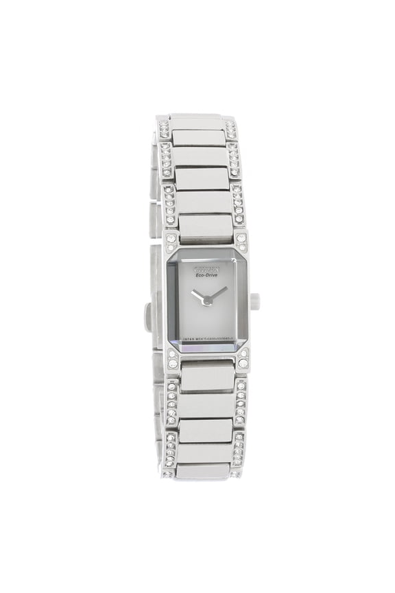 Women's EG2770-52A Ciena White Dial Eco-Drive Swarovski Crystal Steel Bracelet Power Reserve Watch