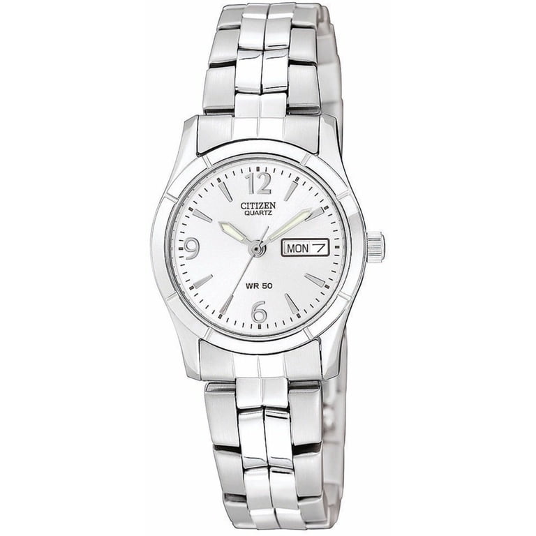 Citizen Quartz ladies silver tone crystal accented watch NEW BATTERY Ladies main image 4