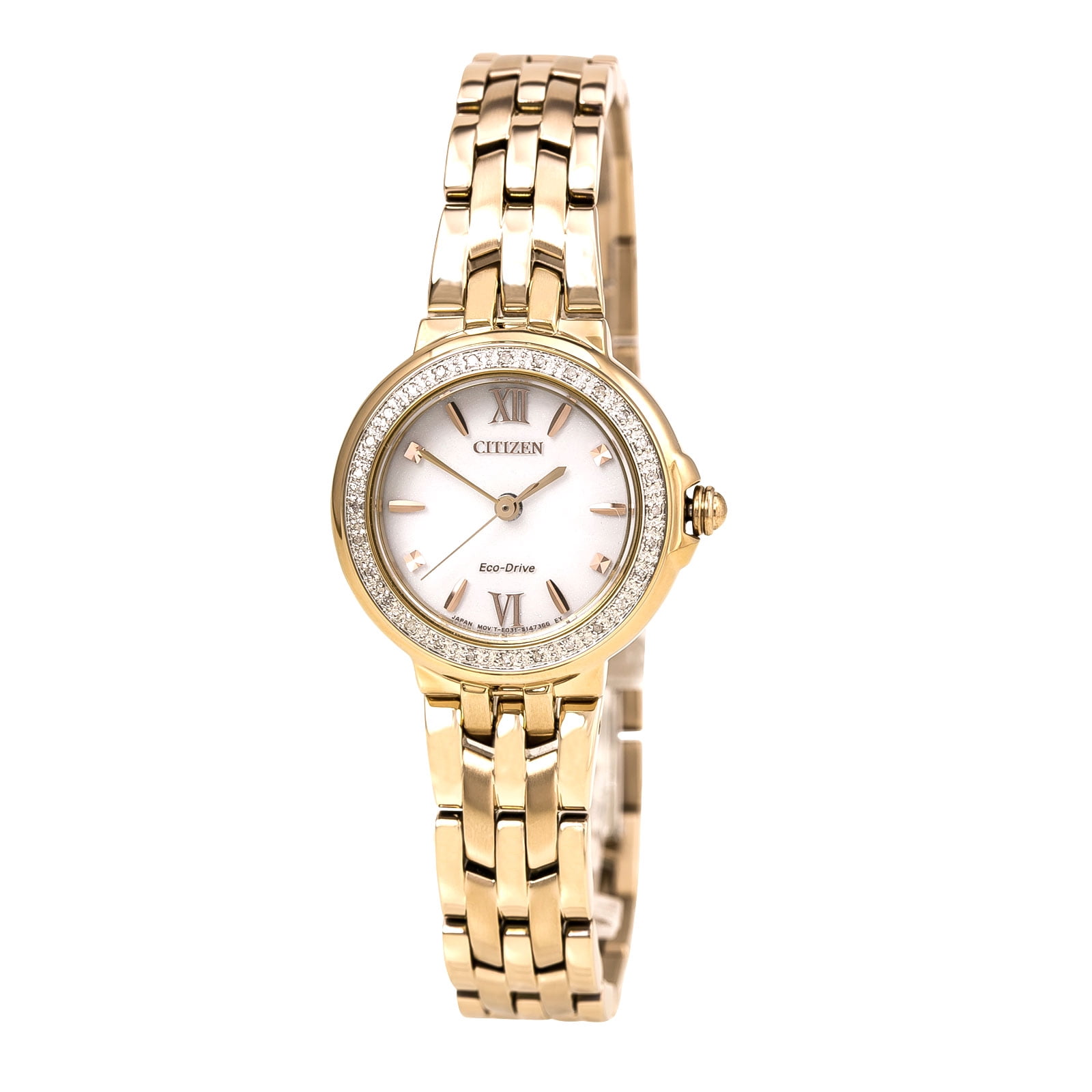 CITIZEN Women's Stainless Steel and Diamond Eco Drive Rose Gold Tone Watch