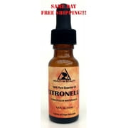 CITRONELLA ESSENTIAL OIL AROMATHERAPY 100% PURE NATURAL GLASS DROPP 0.5 OZ, 15 ml