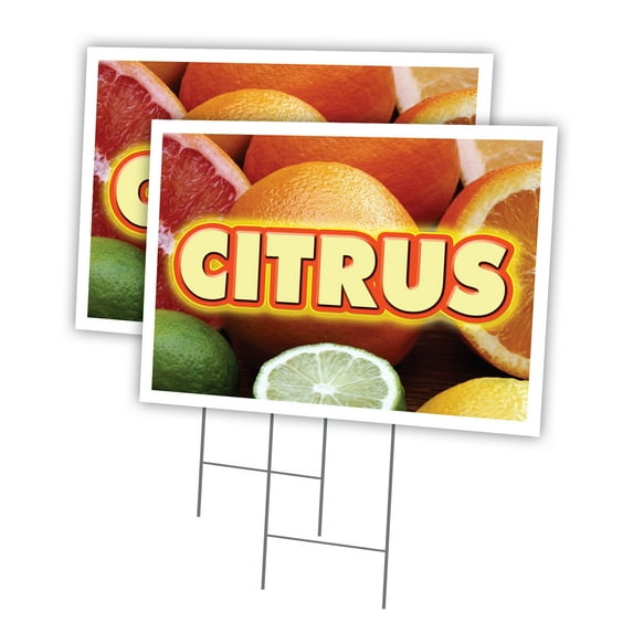 CITRUS 2 Pack Of 12" x 16" Yard Sign & Stake | Advertise Your Business | Stake Included Image On Both Sides | Made in The USA