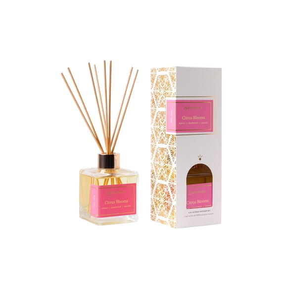 CITRUS BLOOMS Aromatique Reed Diffuser Gift Set Glass Vessel