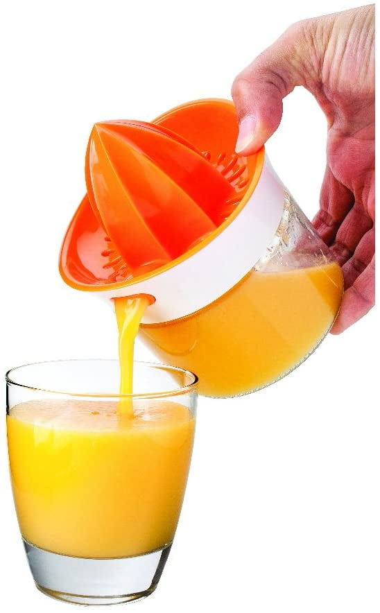 Orange and Clear Citrus Juicer with Glass Base
