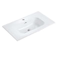 thumbnail image 1 of CITTANEO 30 inch Integrated White Ceramic Basin, Vessel Bathroom Vanity Sink with one predrilled faucet hole, drain assembly NOT included, 1 of 8