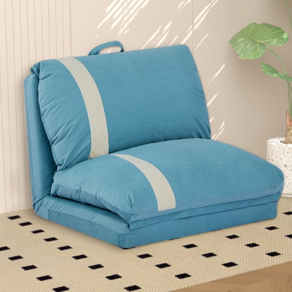 CITTANEO Folding Sofa Bed, 6-Position Adjustable Backrest, Convertible Sleeper Sofa for Small Spaces, Metal Frame & Handle - Floor Couch Bed for Living Room, Bedroom, Apartment,Sky Blue