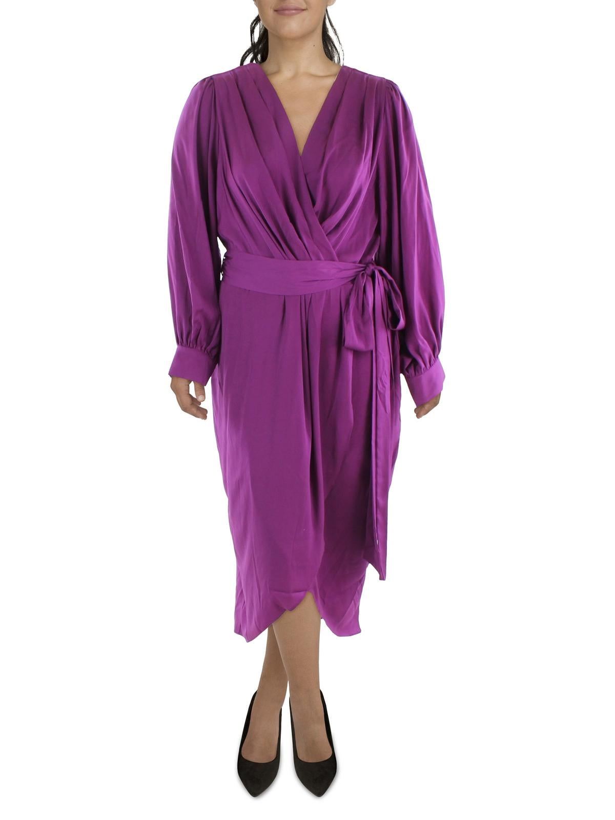 City Chic Womens Plus Satin Long Sleeves Midi Dress Walmart