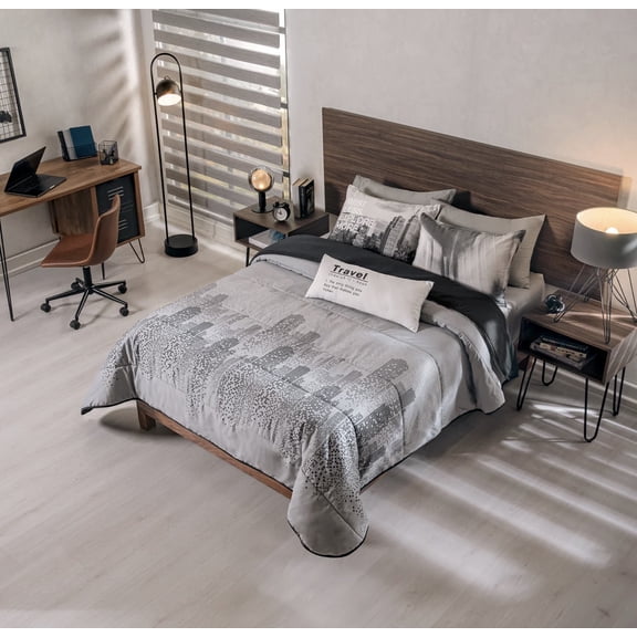CITY SOFT TEXTURE REVERSIBLE COMFORTER SET 3 PCS TWIN SIZE MADE IN MEXICO