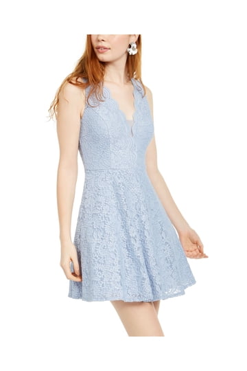 city studio party blue dress City Studios Women Junior Glittered Fit & Flare Dress Party Blue NWT Size 13/14