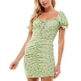 thumbnail image 1 of City Studios Junior's Sweetheart Neck Ruched Dress Green Size 13, 1 of 3