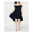 thumbnail image 1 of CITY STUDIO Womens Navy Cold Shoulder Spaghetti Strap Off Shoulder Midi Formal Fit + Flare Dress Plus 14W, 1 of 4