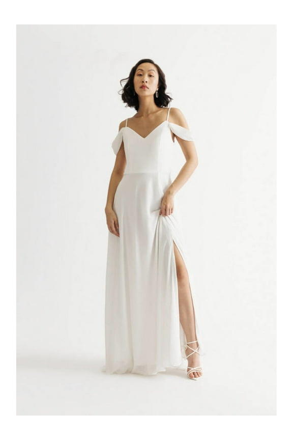 Womens White Slitted Zippered Draped Sleeves Lace-up Back Spaghetti Strap Sweetheart Neckline Full-Length Prom Gown Dress Juniors 5