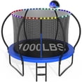 thumbnail image 1 of CITYLE 10FT Trampoline with Enclosure Net and Lights, Outdoor Trampoline for Kids and Adults, 1000LBS Trampoline with Basketball Hoop, Galvanized Steel Heavy Duty Trampolines, 1 of 9