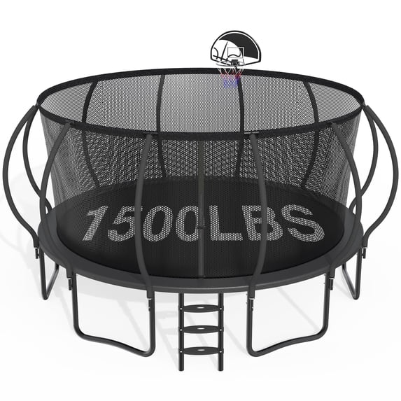CITYLE 16FT Trampoline with Enclosure Net, Outdoor Trampoline for Kids and Adults, 1500LBS Trampoline with Basketball Hoop, Galvanized Steel Heavy Duty Trampolines with Xmas Gift