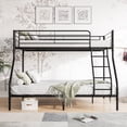 thumbnail image 1 of DreamBuck Bunk Beds Twin over Full Size, Metal Bunk Bed with Ladder and Full-Length Guardrails, Twin over Full Bunk Bed for Teens and Adults, Noise Free, Easy Assembly, Black, 1 of 8