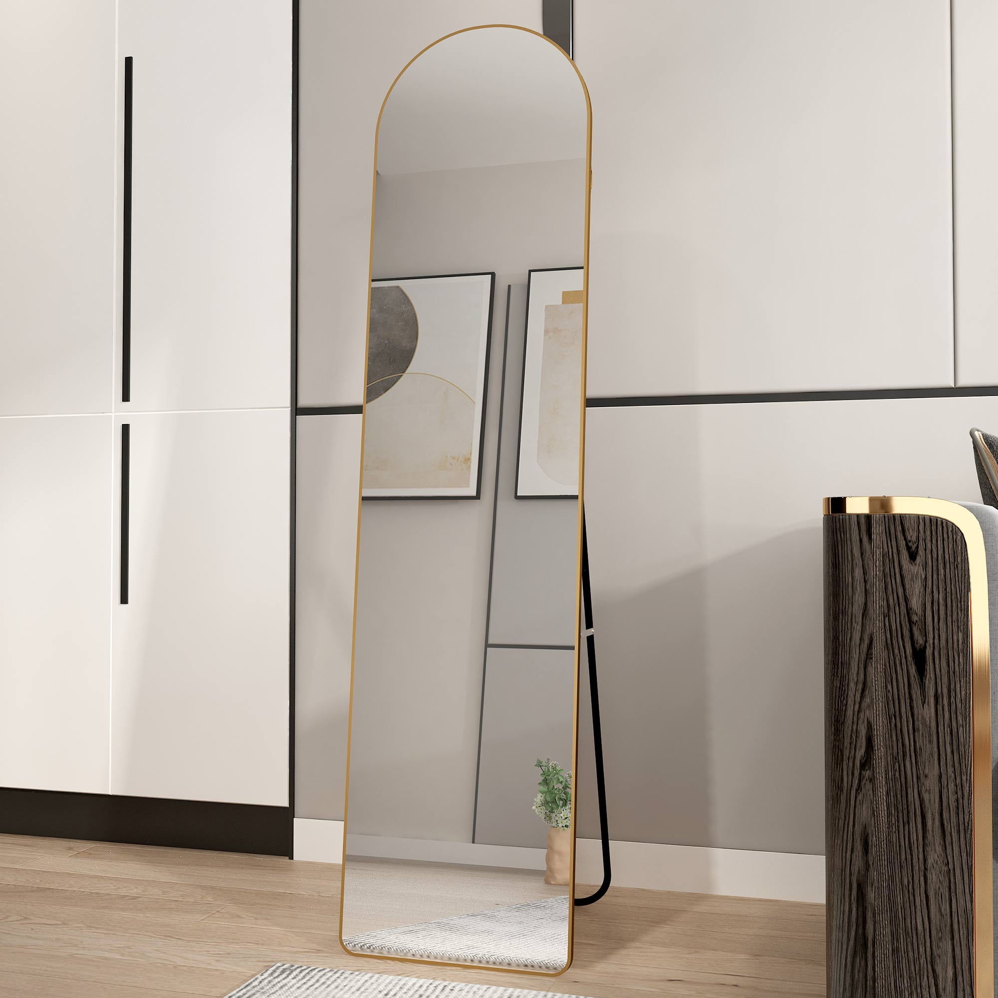 CITYLE Floor Mirror, Full Length Mirror with Stand, Arched Wall Mirror
