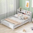 thumbnail image 1 of CITYLE Full Bed Frame with Storage Headboard and Built-in LED Light, Wood Full Size Platform Bed with Fence Guardrails,Full Bed for Girls Boys,No Box Spring Needed,White, 1 of 8