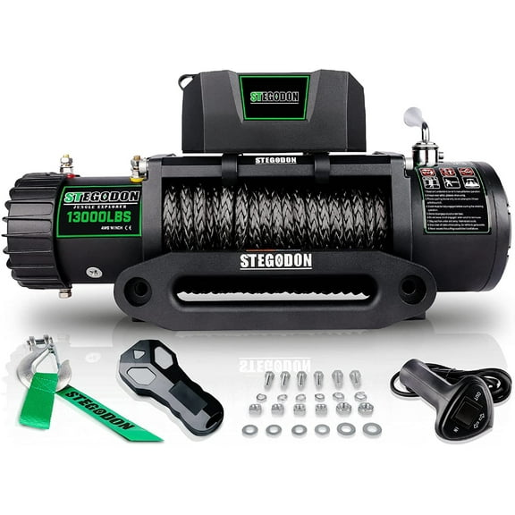 CITYLE New 13000 Lbs Load Capacity Electric Winch, Electric Winch T3,12V with Wireless Handheld Remotes and Wired Handle, Waterproof IP 675- Winch and Control. Electric Winch with Hawse Fairlead