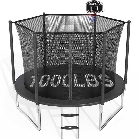 CITYLE Trampoline 10FT for Kids and Adults 1000LBS Weight Capacity, Heavy Duty Outdoor Trampolines with Basketball Hoop and Enclosure Net for Backyard, Birthday Gift