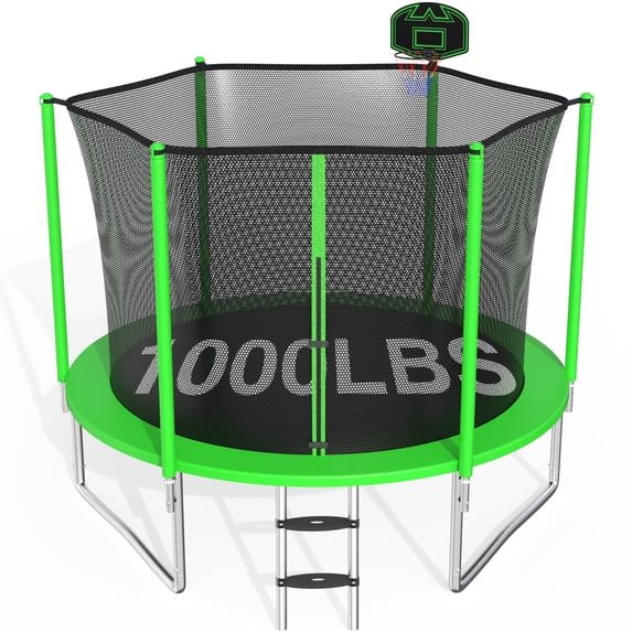 CITYLE Trampoline 10FT for Kids and Adults 1000LBS Weight Capacity, Heavy Duty Outdoor Trampolines with Basketball Hoop and Enclosure Net for Backyard, Birthday Gift