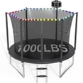 thumbnail image 1 of CITYLE Trampoline 10FT for Kids and Adults with Lights, 1000LBS Weight Capacity, Heavy Duty Outdoor Trampolines with Basketball Hoop and Enclosure Net for Backyard, Birthday Gift, 1 of 8