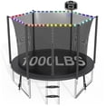 thumbnail image 1 of CITYLE Trampoline 10FT for Kids and Adults with Lights, 1000LBS Weight Capacity, Heavy Duty Outdoor Trampolines with Basketball Hoop and Enclosure Net for Backyard, Birthday Gift, 1 of 9