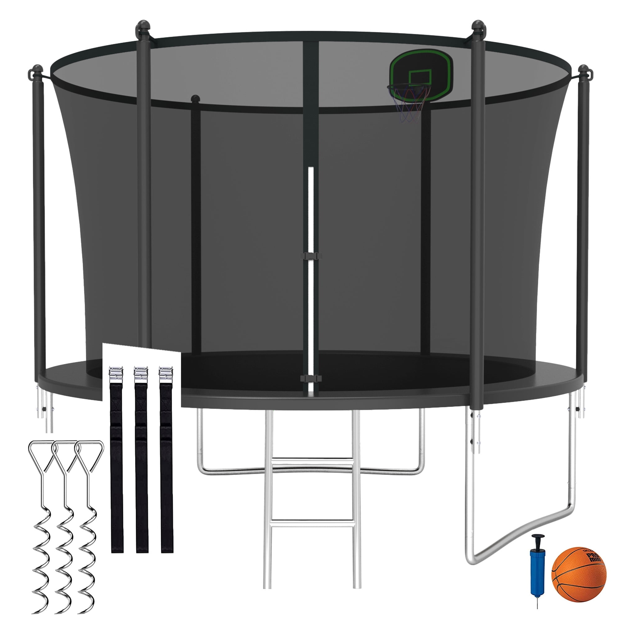 CITYLE Trampoline 10FT Trampoline for Kids and Adults, Outdoor Trampoline with Enclosure Net, Backyard Trampoline with Basketball Hoop, Wind Stakes, Ladder, Weather Resistant, Easy Assembly,Last Long