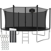 CITYLE Trampoline 12FT 14FT 15FT 16FT 1500LBS Trampoline for Adults Kids Trampolines with Basketball Hoop, Enclosure, Outdoor Heavy Duty Trampoline, Easy to Install & Last Long