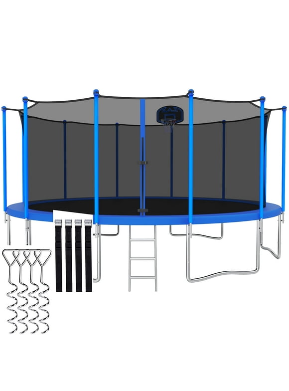 CITYLE Trampoline 12FT 14FT 15FT 16FT 1500LBS Trampoline for Adults Kids Trampolines with Basketball Hoop, Enclosure, Outdoor Heavy Duty Trampoline, Easy to Install & Last Long