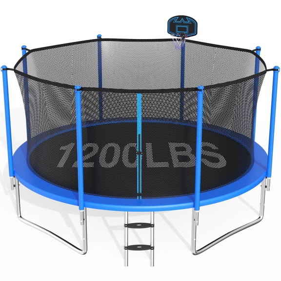 CITYLE Trampoline 12FT Trampoline for Adults and Kids, 1200LBS Outdoor Trampolines with Basketball Hoop and Enclosure Net, Heavy Duty Trampoline, Easy to Install & Last Long, Birthday Gift
