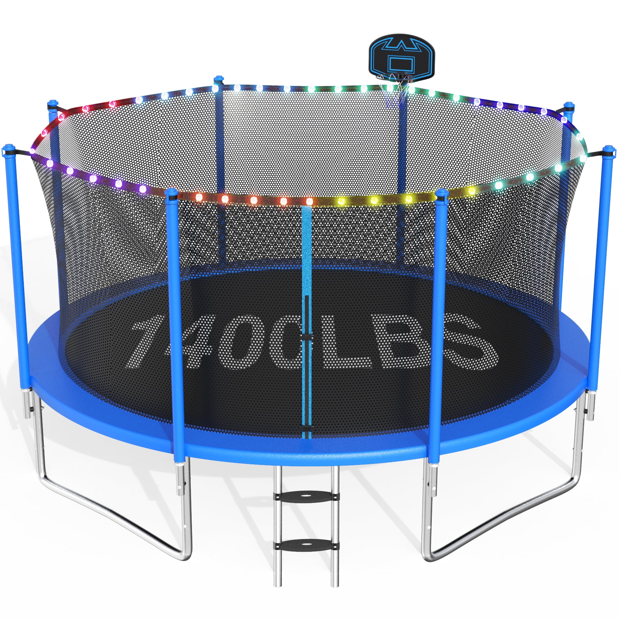 CITYLE Trampoline 14FT Trampoline for Adults and Kids, 1400LBS Outdoor Trampolines with Lights, Basketball Hoop and Enclosure Net, Heavy Duty Trampoline, Easy to Install & Last Long, Birthday Gift