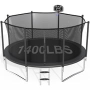 CITYLE Trampoline 14FT Trampoline for Adults and Kids, 1400LBS Outdoor Trampolines with Basketball Hoop and Enclosure Net, Heavy Duty Trampoline, Easy to Install & Last Long, Birthday Gift