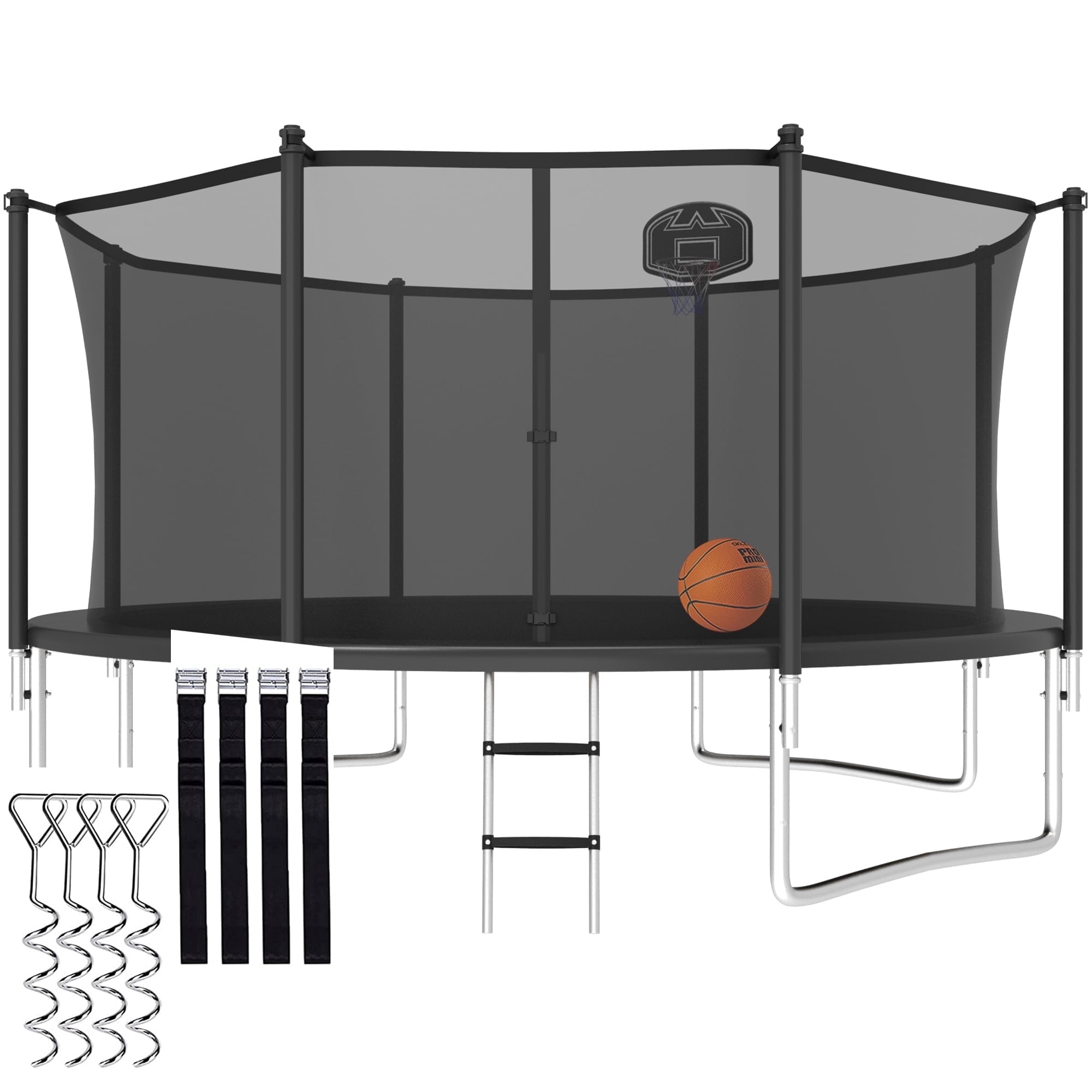 The Coupon deal of  CITYLE 12FT 1200LBS Outdoor Trampoline, Heavy Duty Trampoline with Basketball Hoop, Safety Enclosure, Easy Install