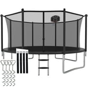 CITYLE Trampoline 12FT 14FT 15FT 16FT 1500LBS Trampoline for Adults Kids Trampolines with Basketball Hoop, Outdoor Heavy Duty Trampoline with Enclosure, Easy to Install & Last Long